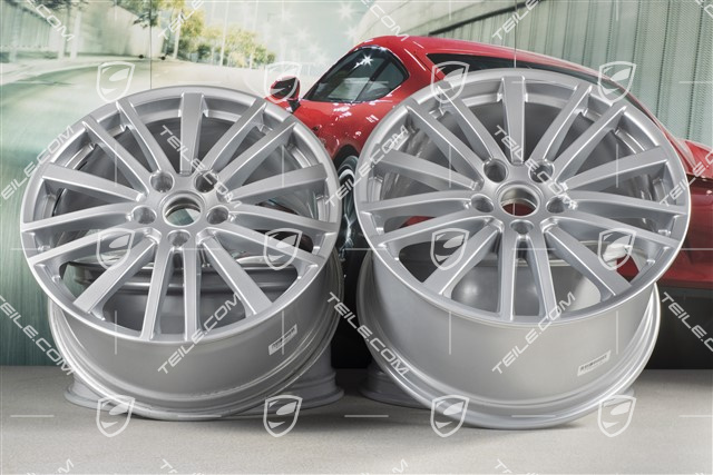 20-inch wheel rim set Panamera Design, 9,5J x 20 ET71 + 11,5J x 20 ET68, Brilliant chrome
