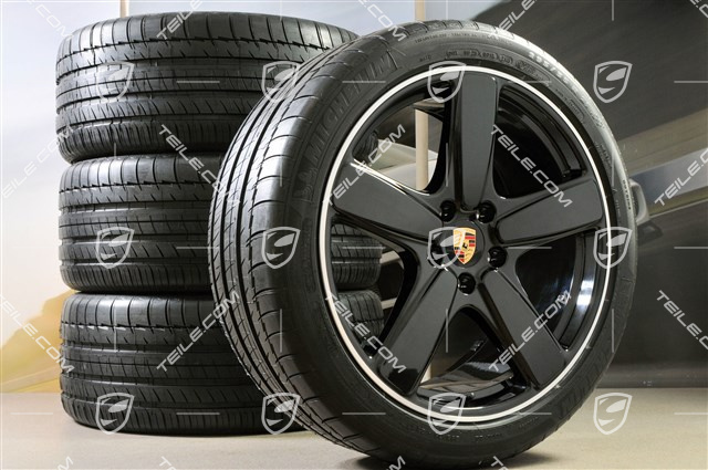 21" Sport Classic summer wheels set, rims 10J x 21 ET50 + summer tyres 295/35 R21, in black (glossy), with TPMS