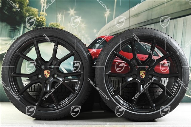 21" koła zimowe RS Spyder Design, komplet, felgi 9,5J x 21 ET60 + 11,5J x 21 ET66 + opony zimowe Continental Winter Contact TS860 S 265/35 R21 + 305/30 R21, czarny satynowy półmat