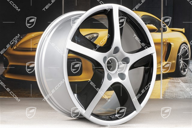 20" Felgensatz Cayenne SportTechno, vo. 9" + hi. 10", silber + schwarz hochglanz
