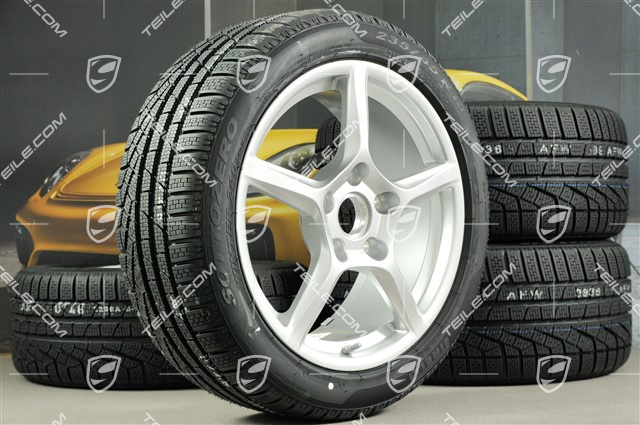 18" Boxster Winterräder Satz, Felgen 8J x 18 ET57 + 9,5J x 18 ET49, Pirelli Sottozero II Winterreifen 235/45 R18 + 265/45 R18