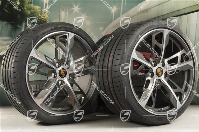 21" Cross Turismo Design summer wheel set, rims 9,5J x 21 ET60 + 11,5J x 21 ET66 + NEW Goodyear summer tyres 265/35 R21 + 305/30 R21, Titan Grey