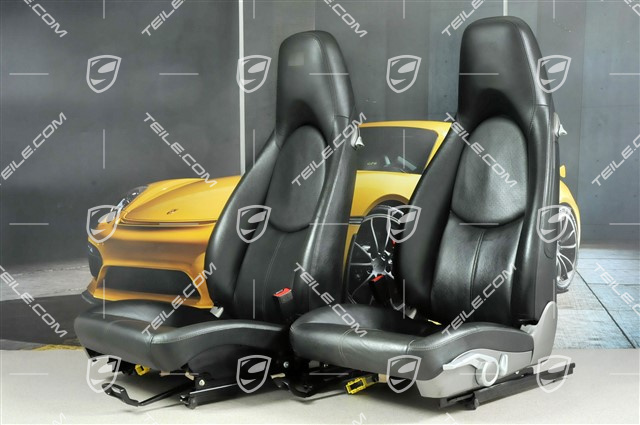 Seats, manual adjustable, heating, leatherette, black, set (L+R)