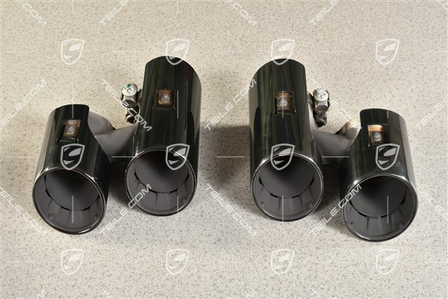 Końcówki rur wydechowych, czarne, zestaw, L+R