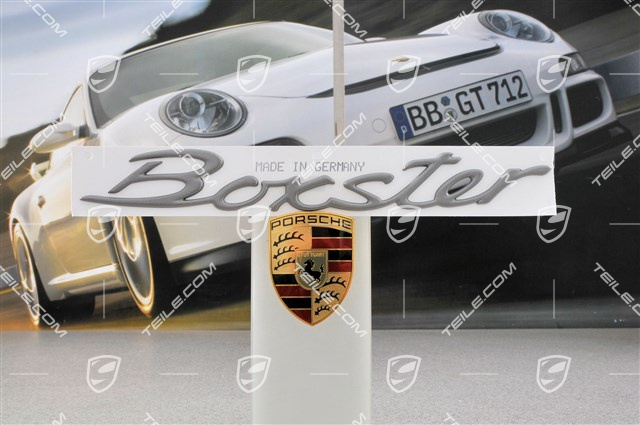"Boxster" logo, titanium metallic "Boxster" logo, titanium metallic