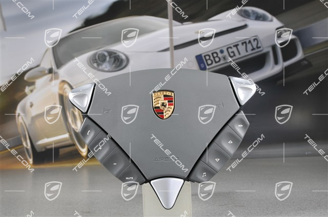 Airbag, Leder, Multifunktion: Radio, Telefon, steingrau Airbag, Leder, Multifunktion: Radio, Telefon, steingrau