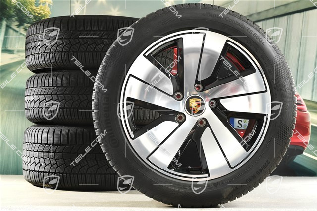 19" Taycan S Winterräder Satz, Felgen 8J x 19 ET50 + 10J x 19 ET47, Continental Winterreifen 225/55 R19 + 275/45 R19, DOT/Bj. 2021/2022, Reifenprofil 6mm
