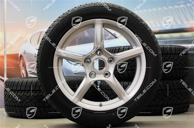 18" Boxster Winterräder Satz, 8J x 18 ET57 + 9J x 18 ET47 + Winterreifen Dunlop 235/45 R18 + 265/45 R18, mit RDK-Sensoren