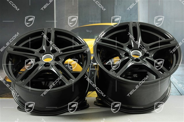 20" Komplet felg Panamera Turbo, 9,5J x 20 ET71 + 11,5J x 20 ET68, czarny wysoki połysk