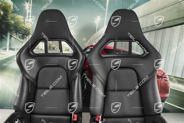 Bucket seats, collapsible, heating, leather, black, medium visual condition, L+R