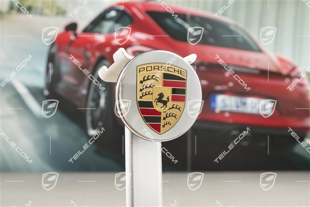 Zierdeckel für Zentralverschluss, Turbo S, farbiges Porsche Wappen