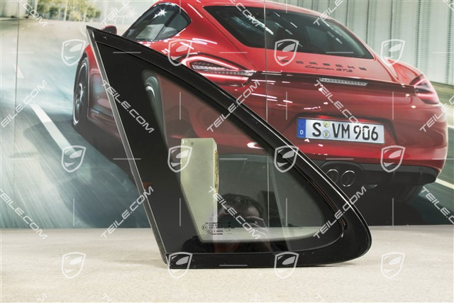 Side window with moulding, aluminium package Black, Green heat-Insulating glass in rear, L