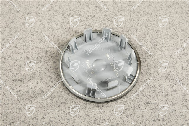 Wheel hub cap, crest coloured, Matte Black/ Glossy black outer ring