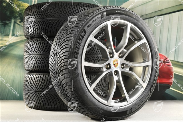 21-inch Cayenne Exclusive Design winter wheel set, rims 9,5J x 21 ET46 + 11,0J x 21 ET58 + Michelin winter tyres 285/45 R21 + 305/40 R21, with TPMS