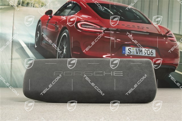 Armrest / tunnel, trim cover, Alcantara with embossed "PORSCHE" logo, Black