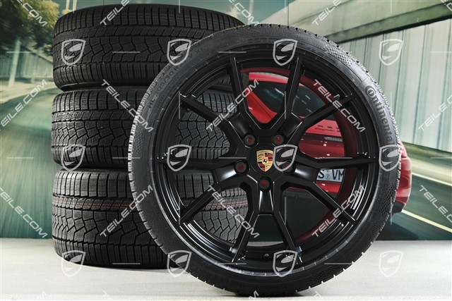 21" koła zimowe RS Spyder Design, komplet, felgi 9,5J x 21 ET60 + 11,5J x 21 ET66 + opony zimowe Continental Winter Contact TS860 S 265/35 R21 + 305/30 R21, czarny satynowy półmat