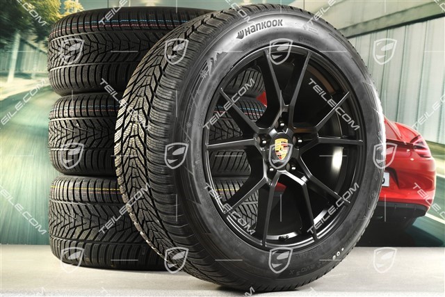 20-inch Cayenne S winter wheel set, rims 9J x 20 ET50 + 10,5J x 20 ET64 + NEW Hankook winter tyres 255/55 R20 + 295/45 R20, with TPMS, black satin matt