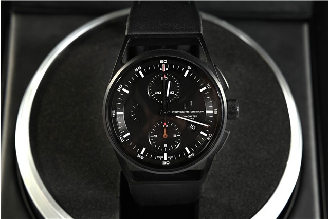 Porsche Design Sport Chrono Subsecond, 1919 Collection, Titanium + Fahrzeugleder, Durchmesser 42mm, in Schwarz