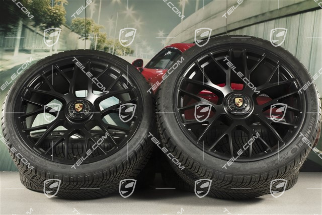 20" Turbo S central locking winter wheel set for Turbo S / GTS, wheels 8,5J x 20 ET51 + 11J x 20 ET59 + NEW Michelin Pilot Alpin PA4 N1 winter wheels 245/35 R20+295/30 R20, TPMS, black satin mat