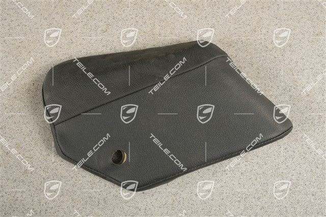 Rear seat cushion pad, Leather, Black, R