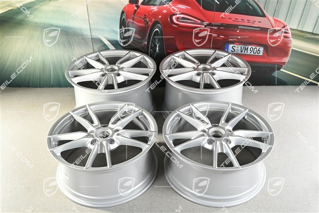 19+20" Carrera wheel rim set, wheels: front 8.5J x 19 ET52 + rear 11J x 20 ET66, in Brilliant Silver