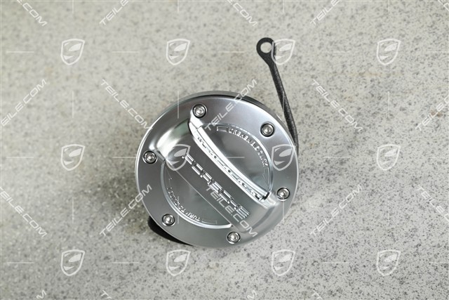 Aluminium-look fuel cap set, suitable for the Cayenne Hybrid only