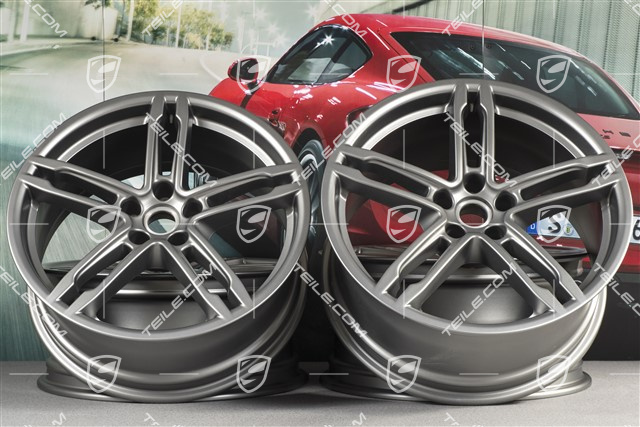 19" Komplet felg Macan Turbo, 8J x 19 ET21 + 9J x 19 ET21, Platynowe półmat