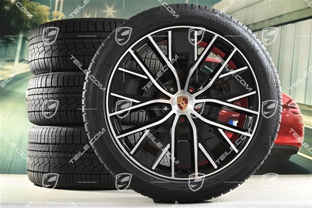 21-inch Macan Design winter wheel set, rims 8,5J x 21 ET27 + 10,5J x 21 ET47 + NEW Continental winter tyres 255/45 R21 + 285/40 R21, black high gloss
