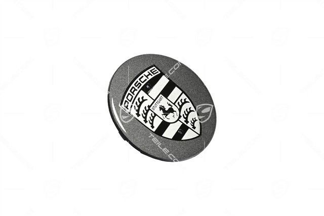 Hub cap set, concave, crest black / silver, Titanium