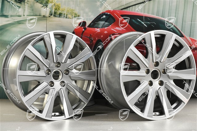 20-inch Taycan Tequipment Design wheel rim set, 9J x 20 ET54 + 11J x 20 ET60, platin silver