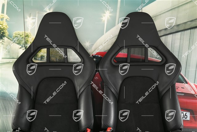 Bucket seats, collapsible, leather/Alcantara, black, L+R