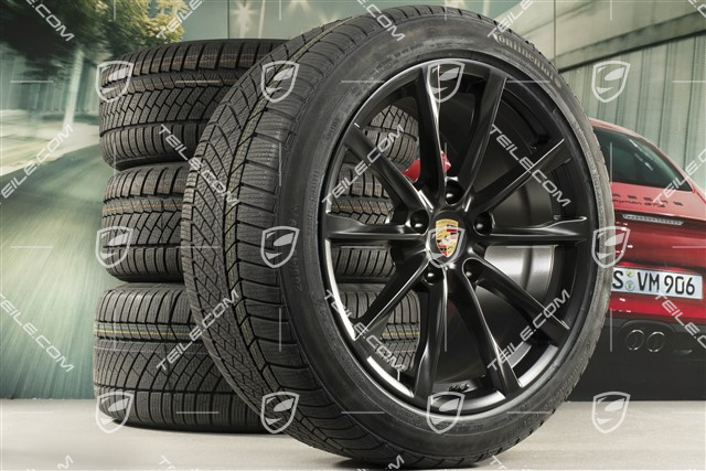 19-inch Boxster S winter wheels set, rims 8J x 19 ET57 + 10J x 19 ET45 + Continental WinterContact TS 830P winter tires 235/40 R19 +265/40 R19, black satin matt