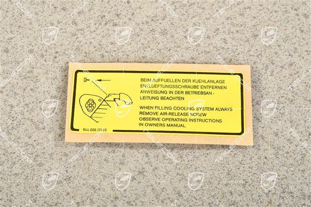 Notice / indication sticker, bleeding coolant