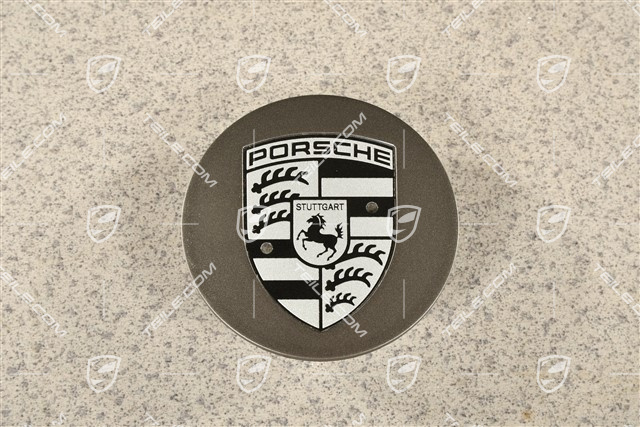 Hup cap, convex, crest black-white, Platinum Satin Matt