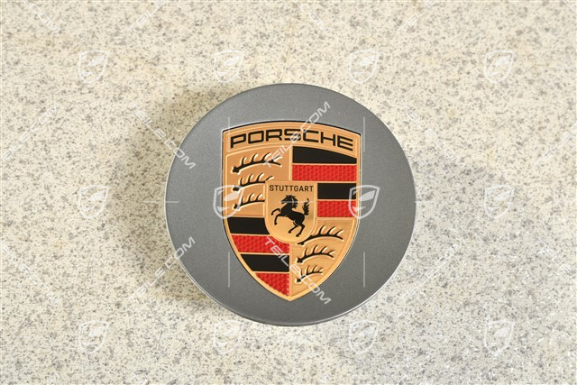 Hub cap, concave, colour emblem, dark silver