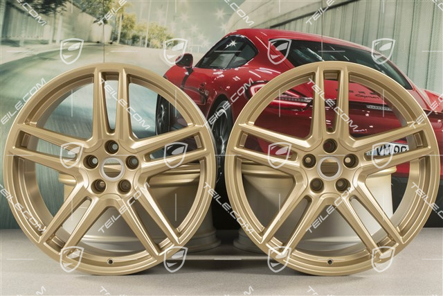 20" komplet felg "Macan Turbo", 9J x 20 ET26 + 10J x 20 ET19, CMS, aurum satynowy półmat