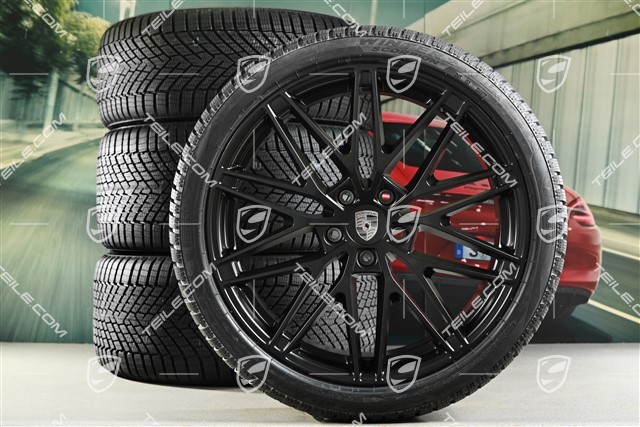 22" koła zimowe RS Spyder Design, felgi 9J x 22 ET29 + 11J x 22 ET47 + opony zimowe Pirelli 255/40 R22 + 295/35 R22, czarny satynowy półmat
