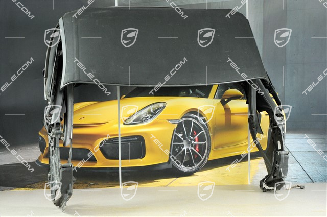Convertible top, complete, black, window damage Convertible top, complete, black, window damage