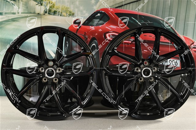 21" GT Design Felgensatz, 9,5J x 21 ET27 + 10J x 21 ET19, schwarz hochglanz