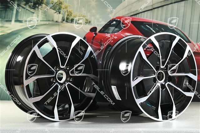 20" Felgensatz Turbo Aero Design, 9J x 20 ET54 + 11J x 20 ET60, schwarz hochglanz mit glanzgedrehter Stirnf