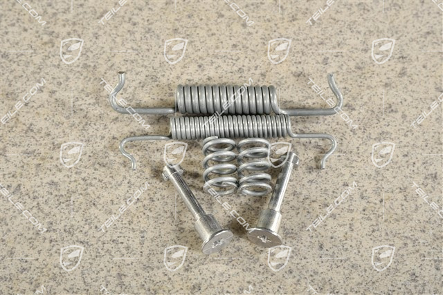 Handbrake / brake shoe repair kit includes 2 long springs 2 short 2 pins Handbrake / brake shoe repair kit includes 2 long springs 2 short 2 pins