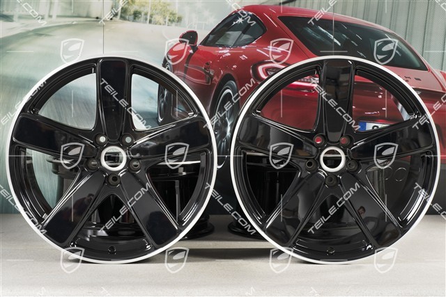 19" Komplet felg Macan SportClassic, 8,5J x 19 ET21 + 9J x 19 ET21, czarny wysoki połysk