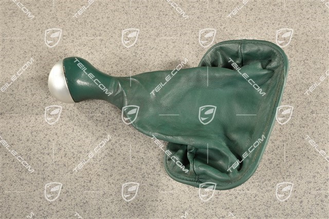Carrera S, Shift lever / gear shift knob, Nephrite green leather gaiter / sleeve