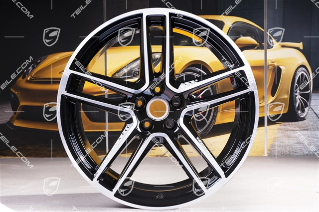 20" komplet felg "Macan Turbo", 9J x 20 ET26 + 10J x 20 ET19, CMS, czarny wysoki połysk