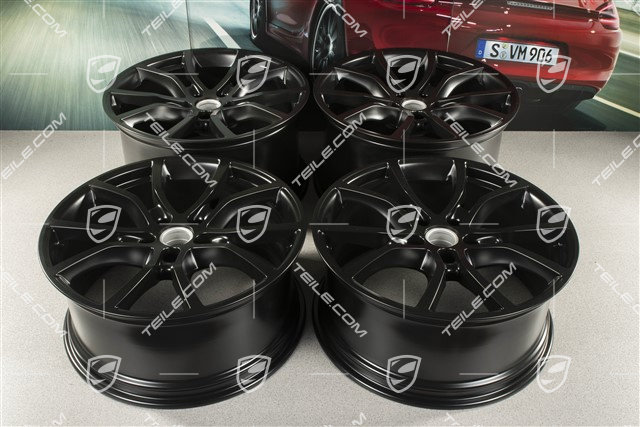 21" Komplet felg Cayenne Exclusive Design, 11J x 21 ET49 + 9,5J x 21 ET46, do Cayenne Coupé, czarny satynowy półmat