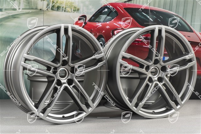 19" Komplet felg Macan Turbo/Sport Design, 8,5J x 19 ET21 + 9J x 19 ET21, platinum satynowy mat