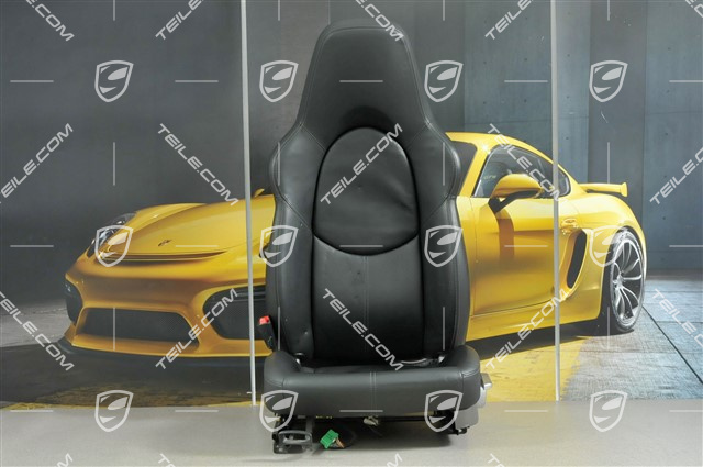 Fotel sportowy, regulowany manualnie, skóra, Czarny, bez Airbaga, L