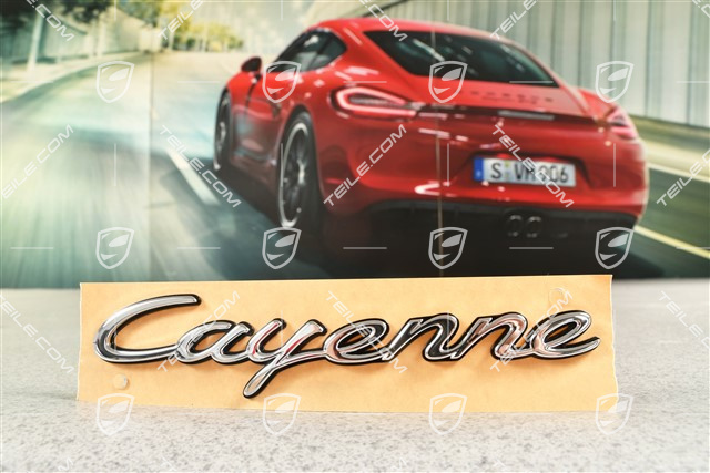 Coupe, Badge / Emblem CAYENNE Chrome on a black background