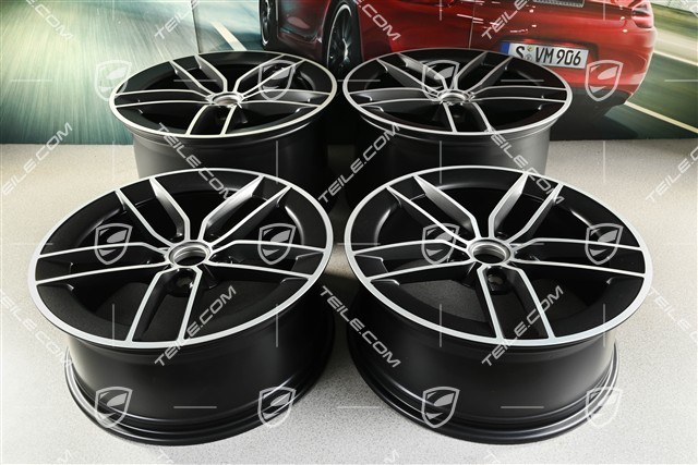 20"+21" Carrera Exclusive Design wheel rim set, rims 8.5J x 20 ET50 + 11.5J x 21 ET79, black satin matt