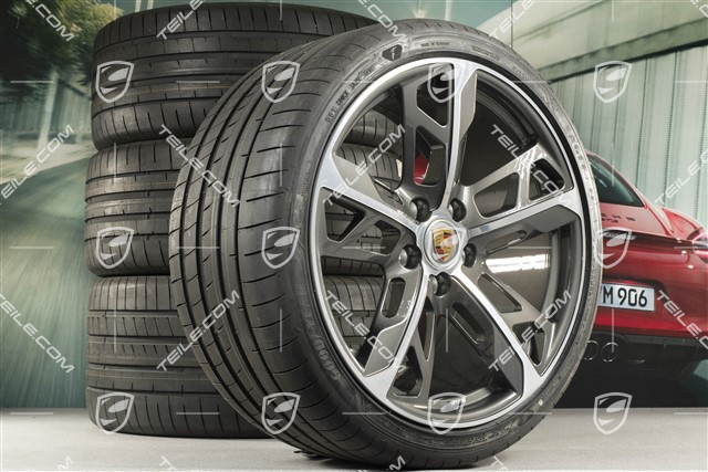 21" Cross Turismo Design summer wheel set, rims 9,5J x 21 ET60 + 11,5J x 21 ET66 + Goodyear summer tyres 265/35 R21 + 305/30 R21, Titan Grey
